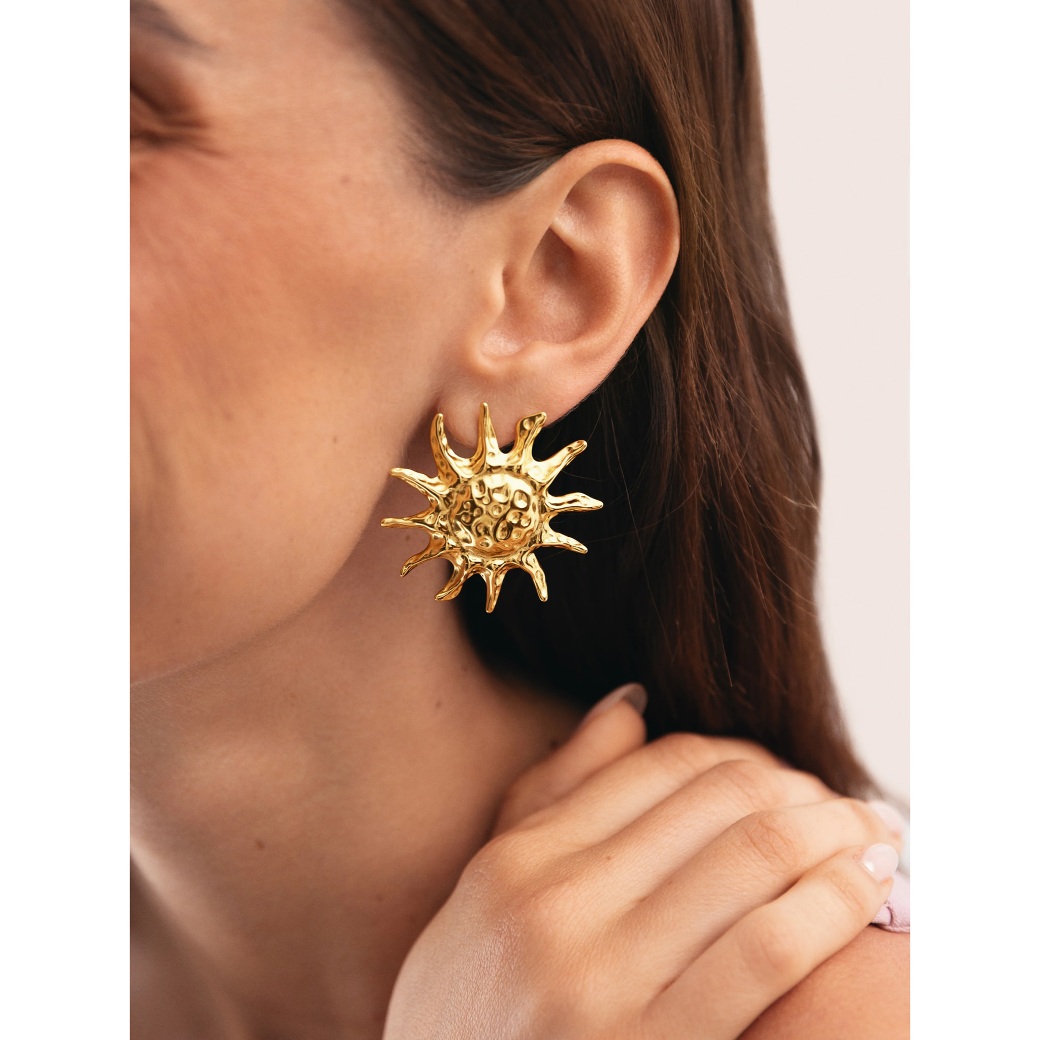 Pendientes Sun Light Acero Baño Oro