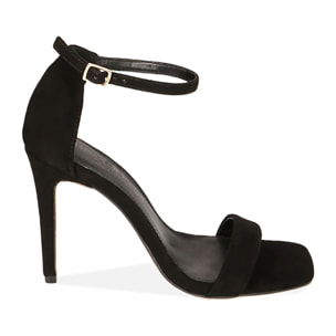 Sandali neri in camoscio, tacco 10 cm