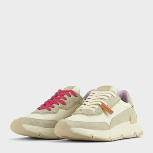 SNEAKER P06 DONNA IN NYLON, SUEDE E PELLE NEBBIA