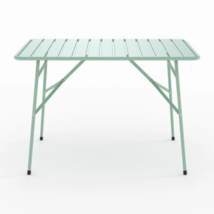 Table de jardin pliante en métal vert clair 4 personnes - Yumi