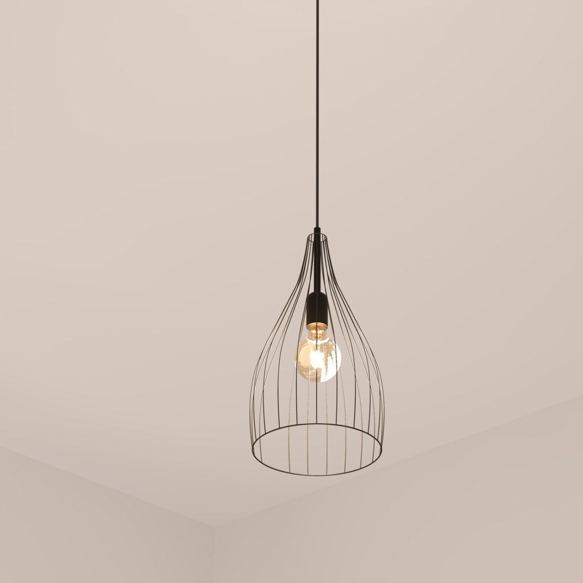 Suspension filaire "Rita" noire - métal D21 cm