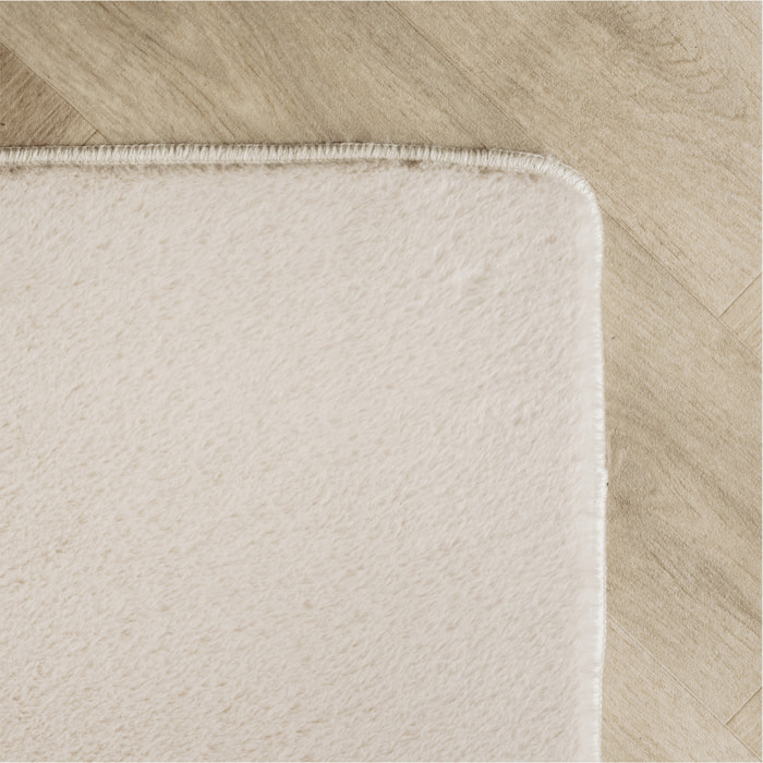 ALBA - Tapis rond doux creme à poils courts