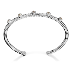 Bracciale Rigido Maglia Tubogas in Argento 925 placcato Rodio con Cubic Zirconia