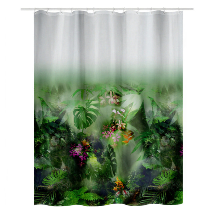 Rideau de douche Polyester JUNGLE 180x200cm Vert Spirella
