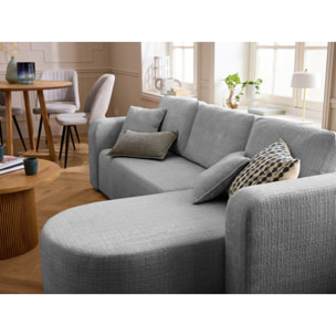 Miro - canapé d'angle réversible - 4 places - convertible avec coffre - en velours texturé - Gris