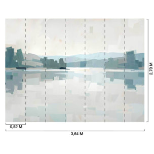 Papier peint Lumière lacustre bleu & gris Intissé