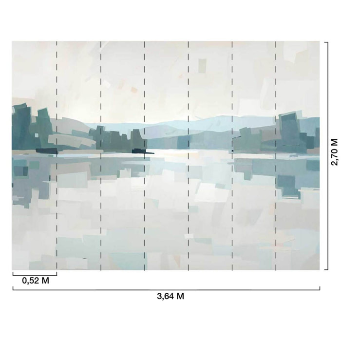 Papier peint Lumière lacustre bleu & gris Intissé