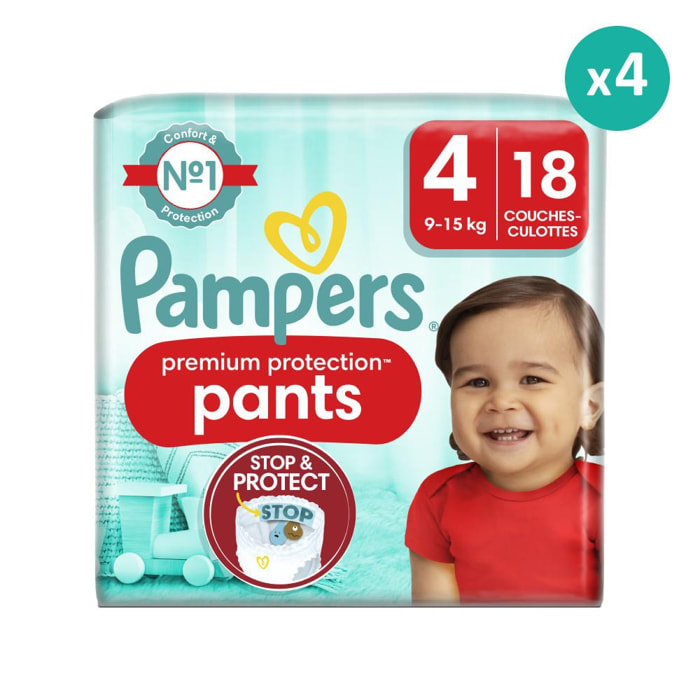 4x18 Couches-Culottes Premium Protection Taille 4, Pampers