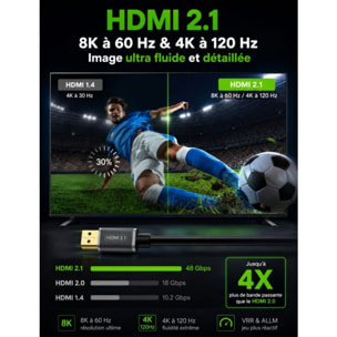 Câble HDMI ADEQWAT 2.1/48Gpbs 3M Noir