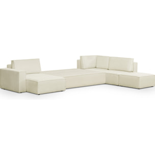 Canapé d'angle droit convertible 8+1 places en tissu bouclé - HARPER MOD
