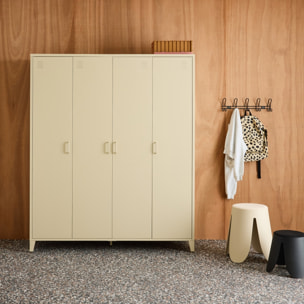 Armoire chambre dressing industriel métal 4 portes, 10 étagères, 1 penderie  SOHO