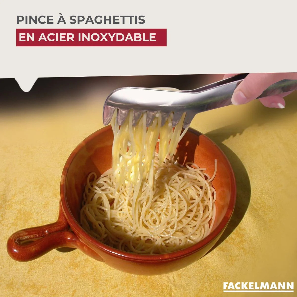 Pince à spaghettis, de cuisine en Acier inoxydable 19 cm Fackelmann