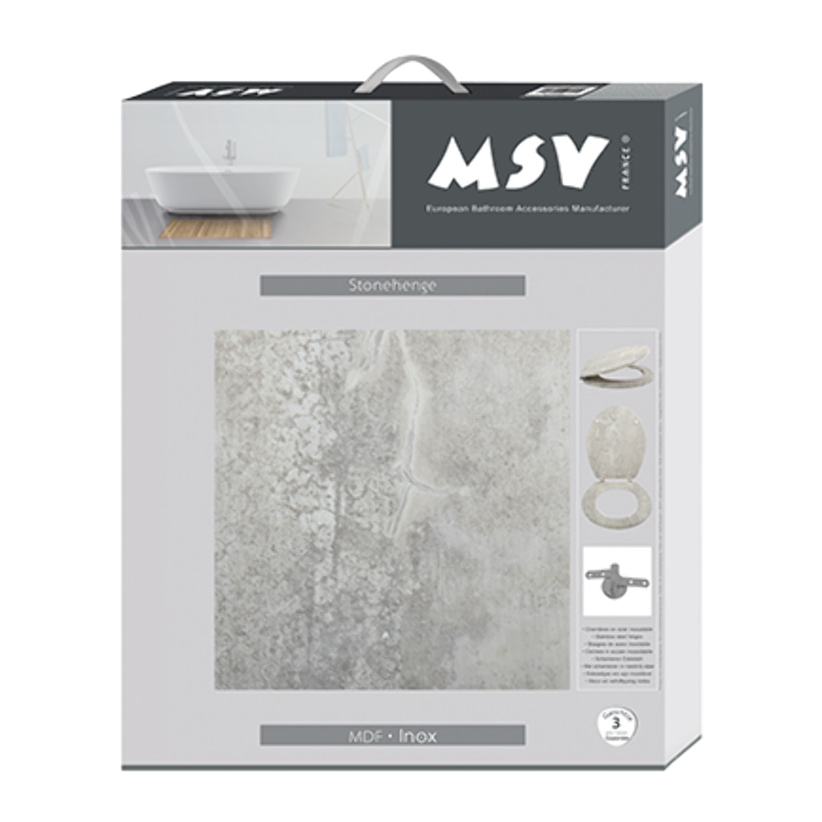 Abattant wc MDF Gris - Charnières Inox MSV