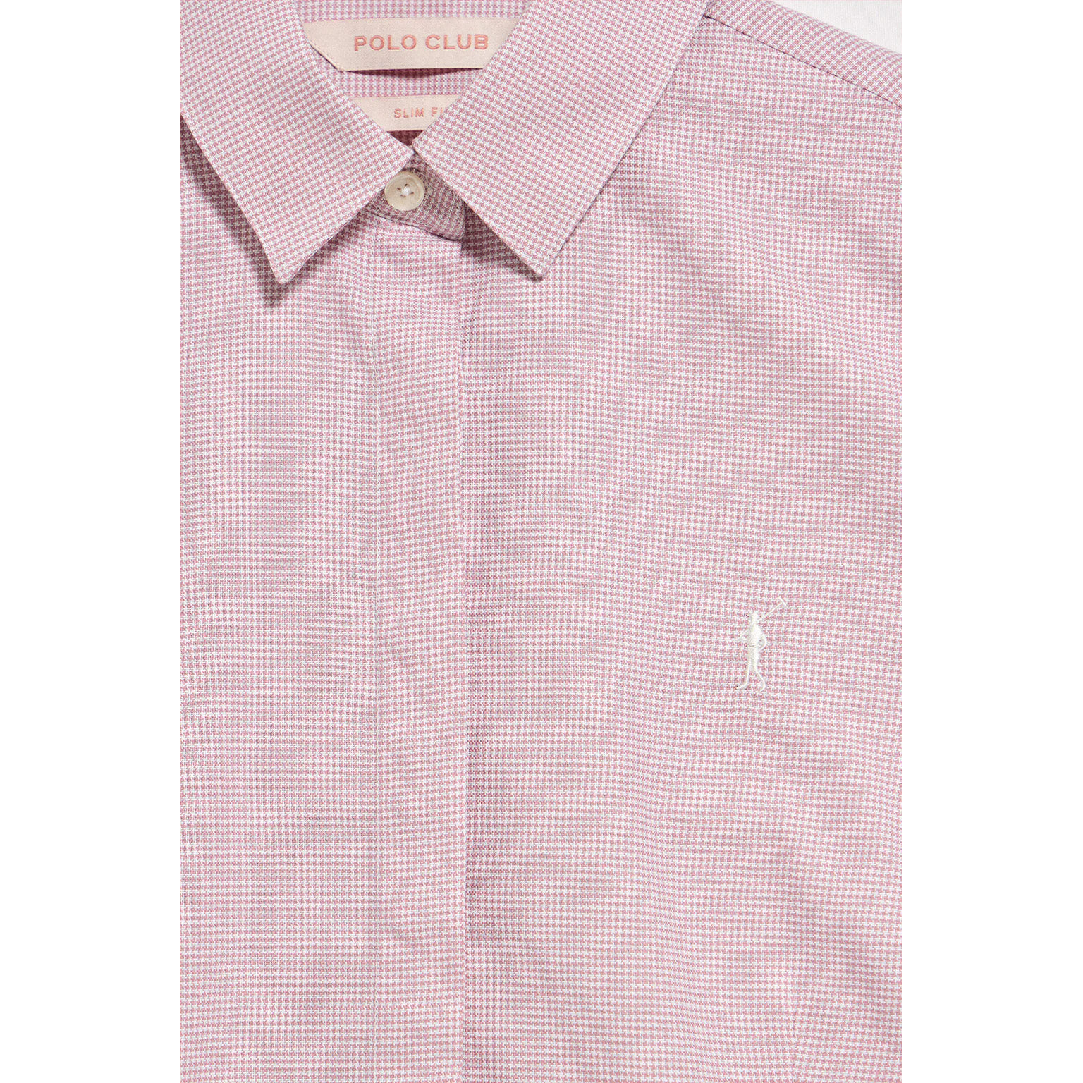 Camisa pata de gallo rosa con bordado Rigby Go