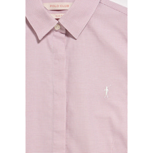 Camisa pata de gallo rosa con bordado Rigby Go