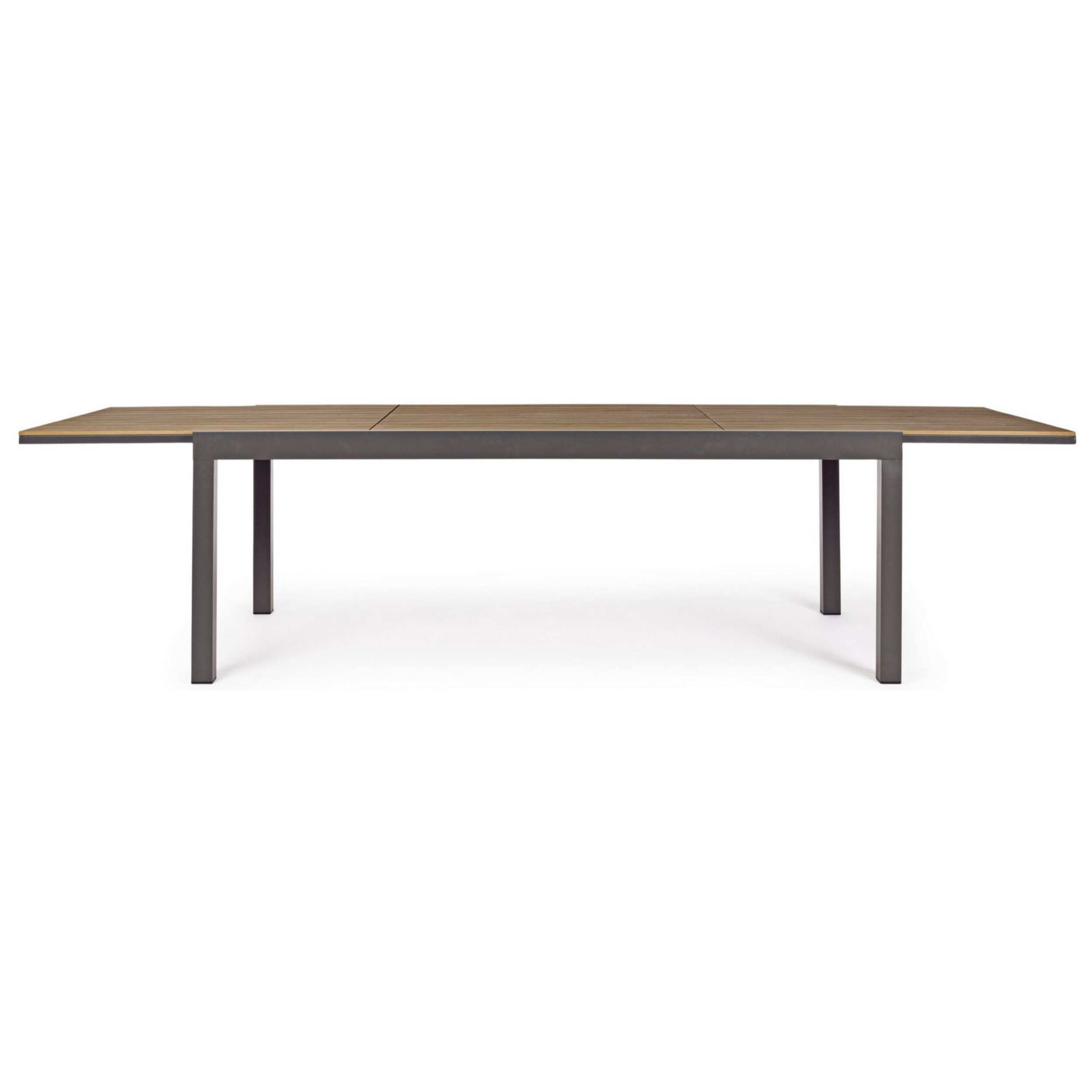Tavolo allungabile da giardino ELIAS con piano color teak e struttura in alluminio antracite, 200×95 – 300×95 cm