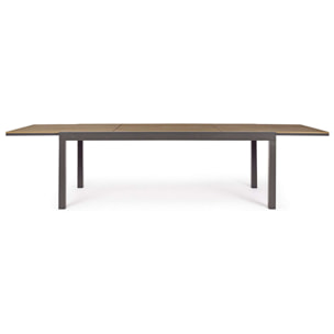 Tavolo allungabile da giardino ELIAS con piano color teak e struttura in alluminio antracite, 200×95 – 300×95 cm