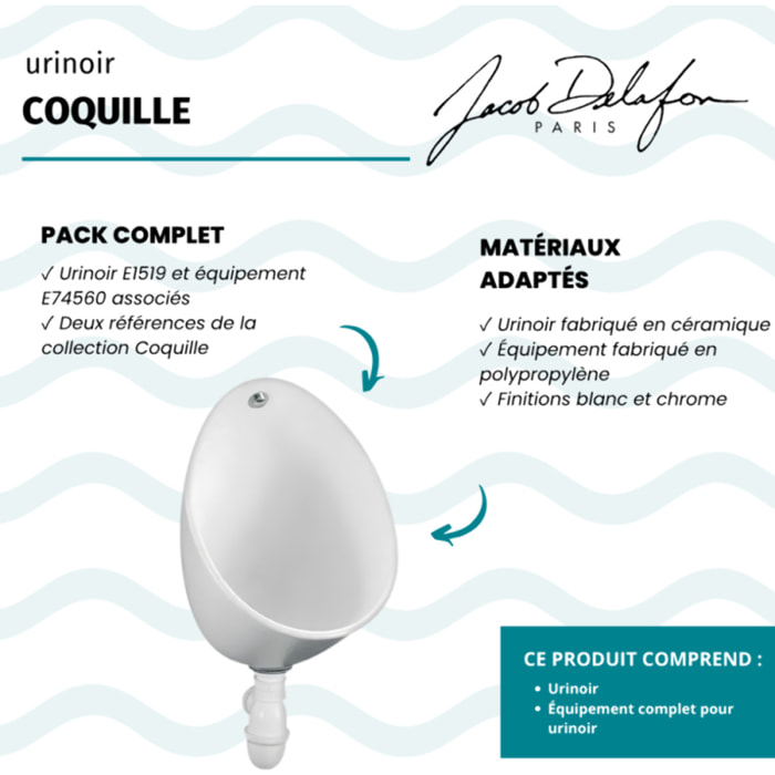 Urinoir coquille avec équipement complet pour urinoir