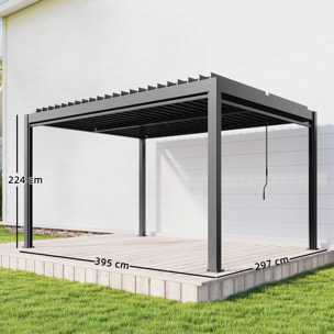 Pergola bioclimatique lames orientables stores latéraux aluminium gris