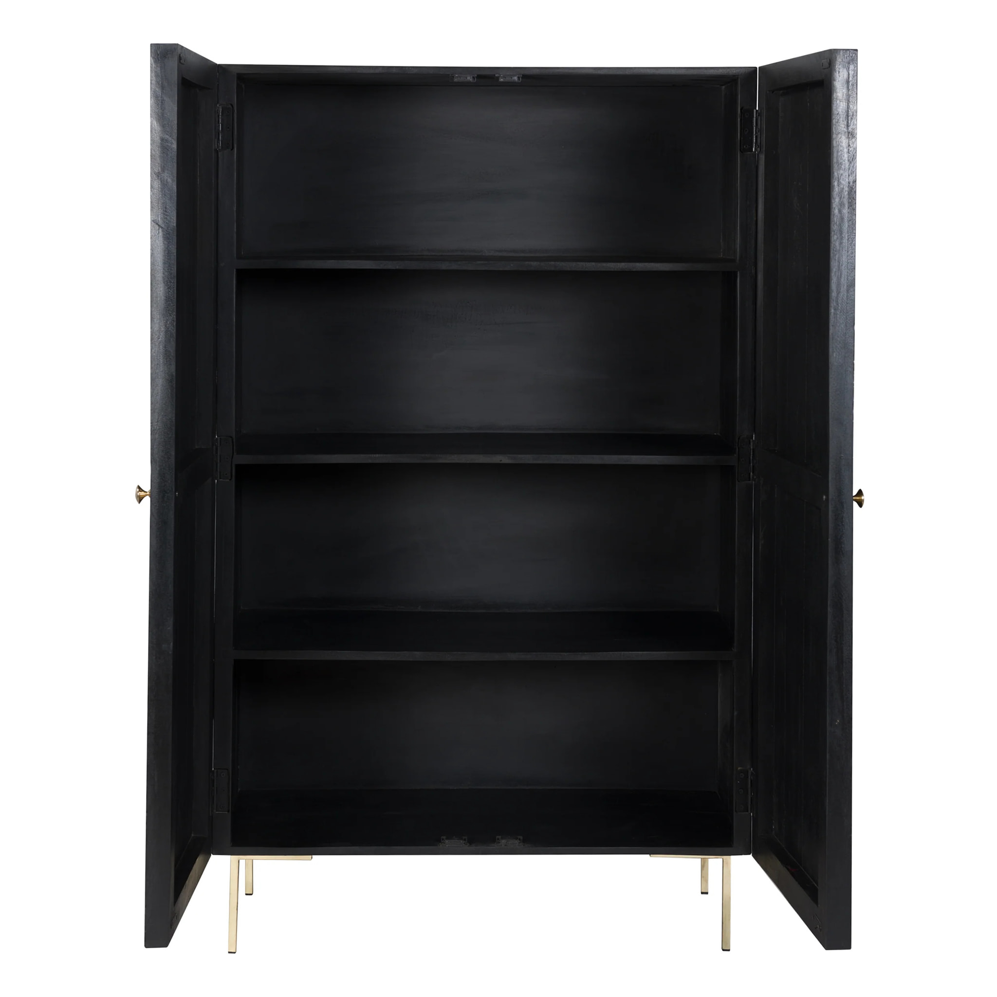 Armoire gravée en bois noir et métal doré - Chimane