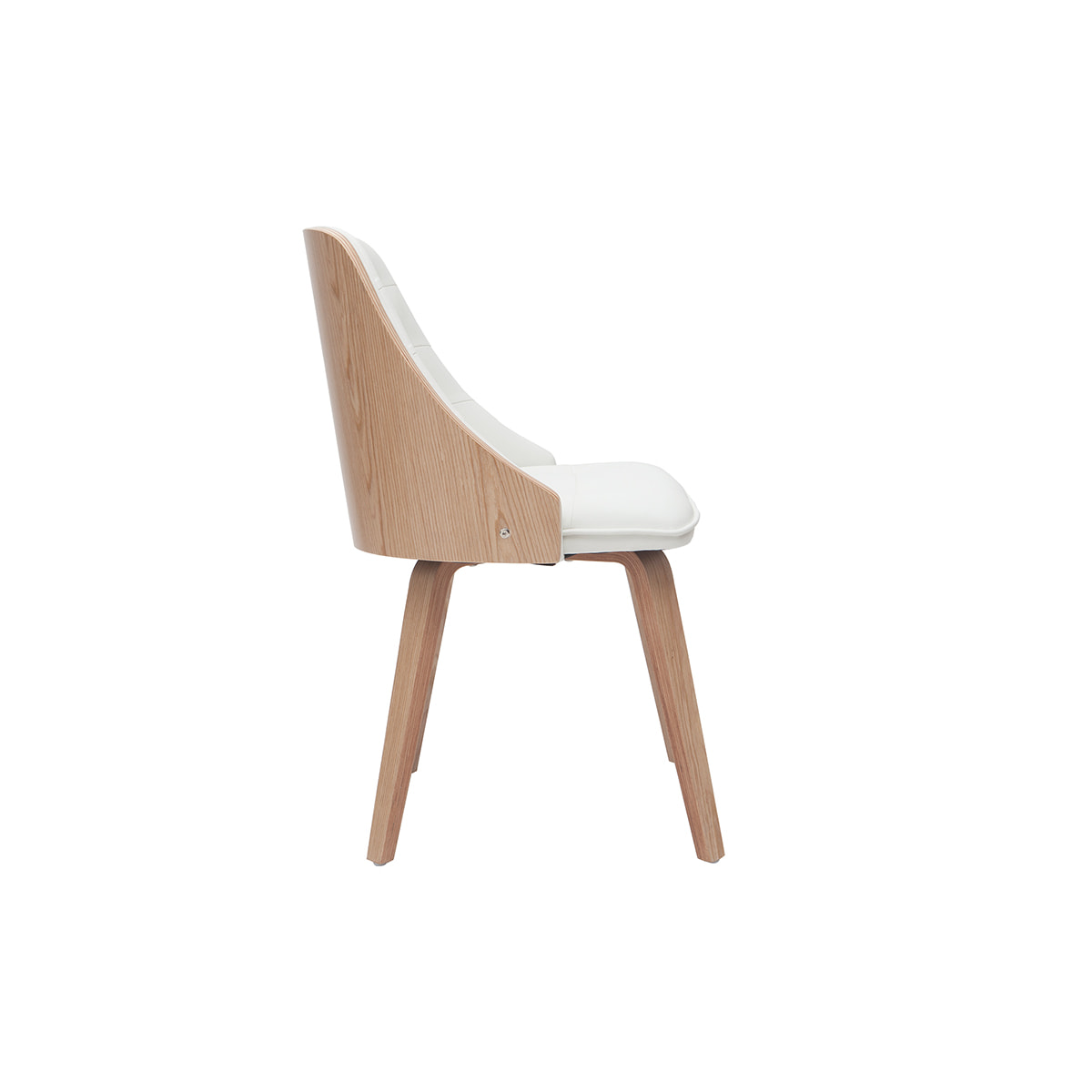 Chaise design blanc et bois clair FLUFFY