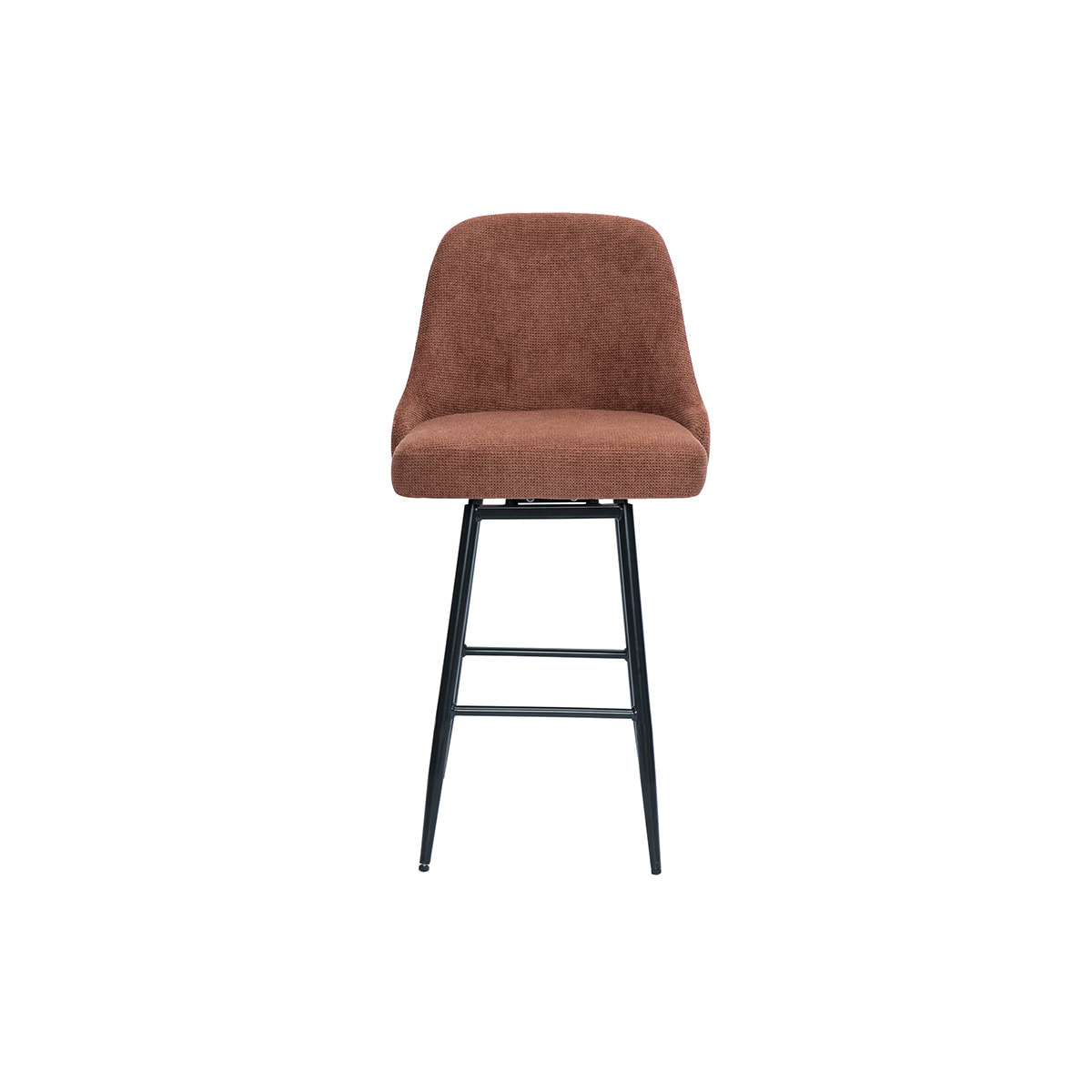 Tabourets de bar pivotants 360° en tissu chenille terre brûlée et métal H66 cm (lot de 2) HASTA