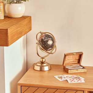 Globe terrestre Bota H.25cm métal mordoré