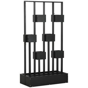 Jardinière surélevée avec treillis - dim. 90L x 45l x 170H cm - bois de sapin noir