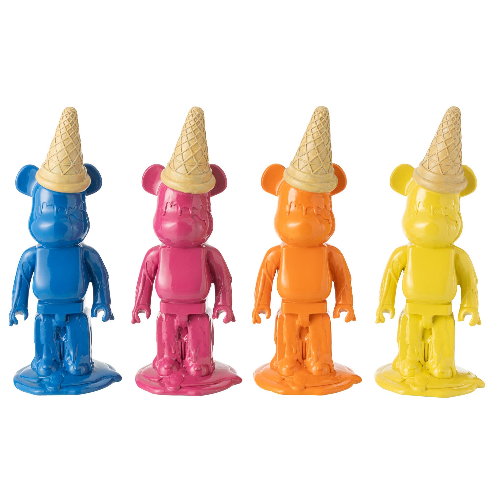 J-Line décoration Ours Cornet Glace - polyrésine - jaune