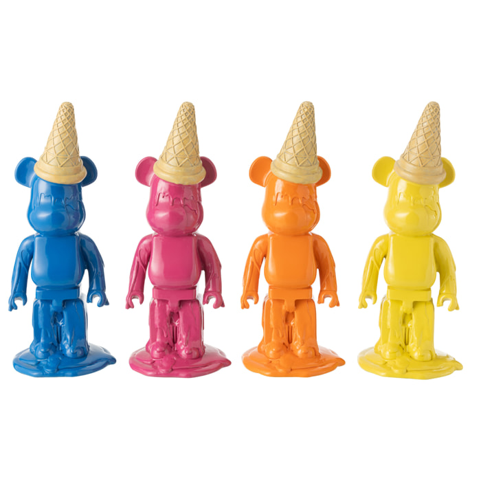 J-Line décoration Ours Cornet Glace - polyrésine - jaune