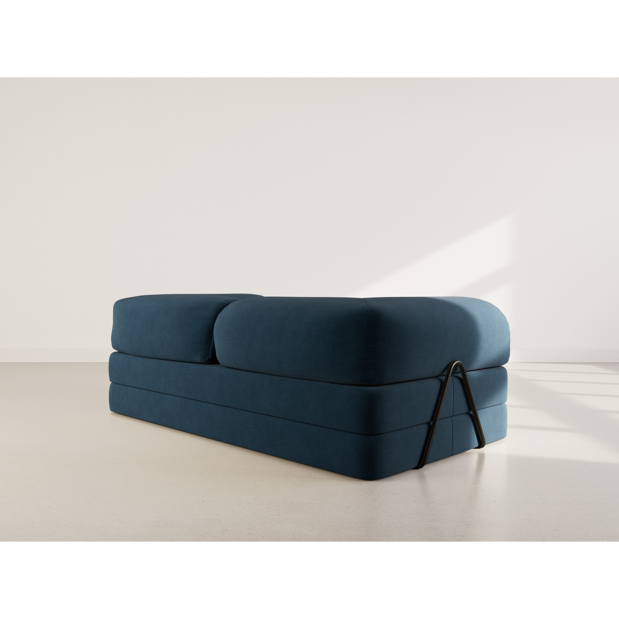 Nebula - Canapé 3 places convertible en velours texturé - Bleu