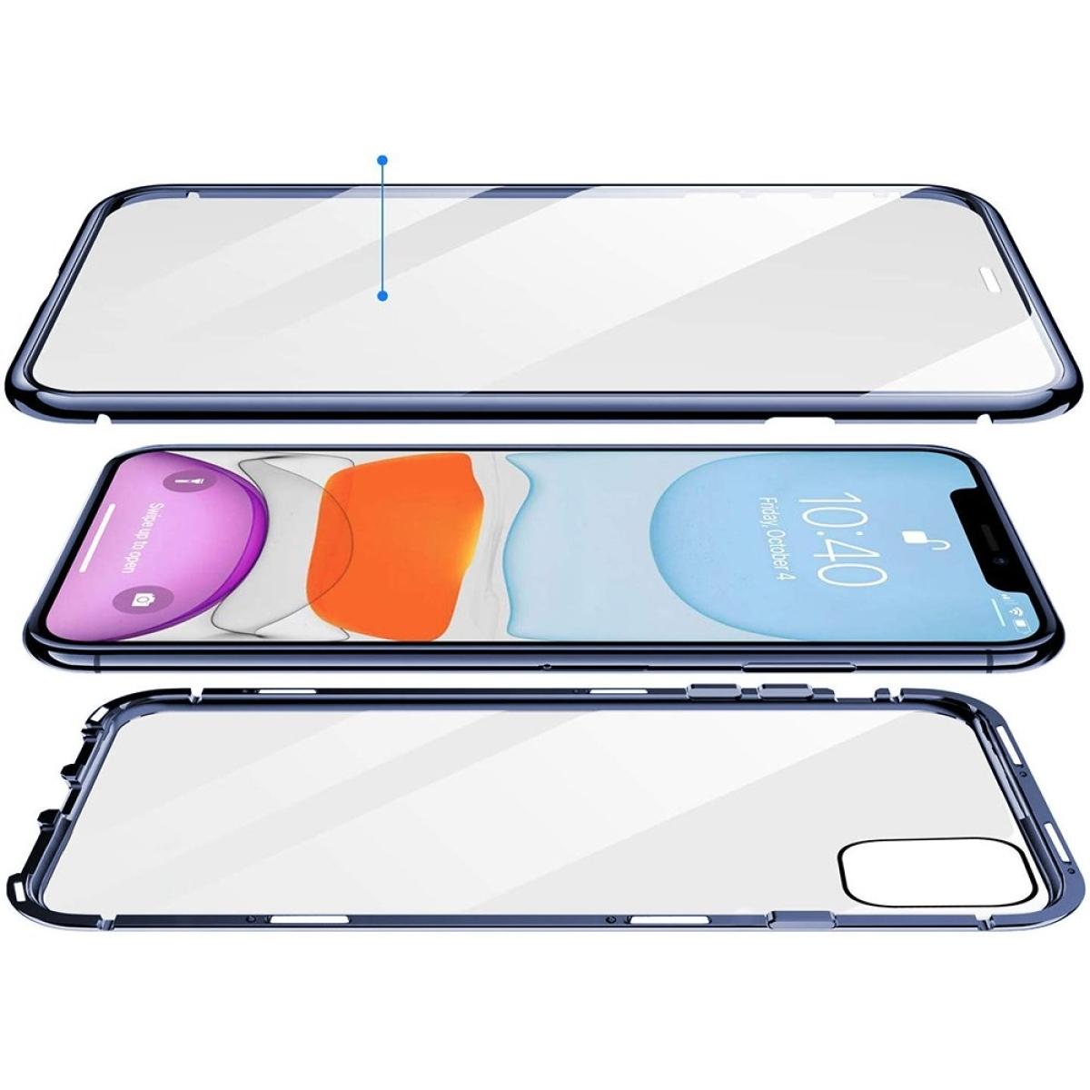 Coque iPhone 12 Pro Max 360 intégrale aimanté Bleu pacifique et transparente