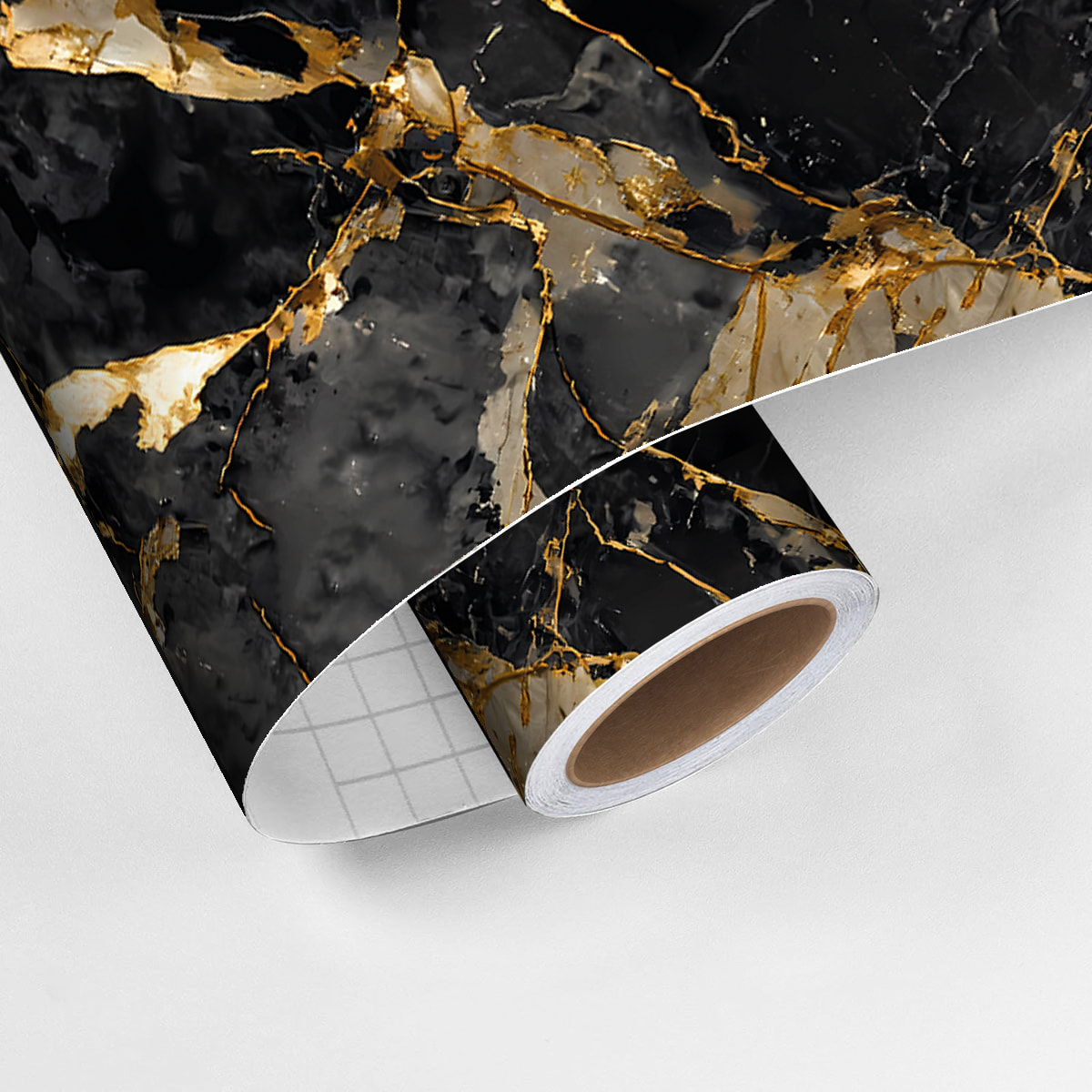 Sticker crédence adhésive - MARBRE NOIR ET OR - 60x100cm
