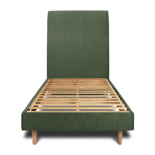 Lit avec tête de lit tapissée tissu et sommier kit Ep14