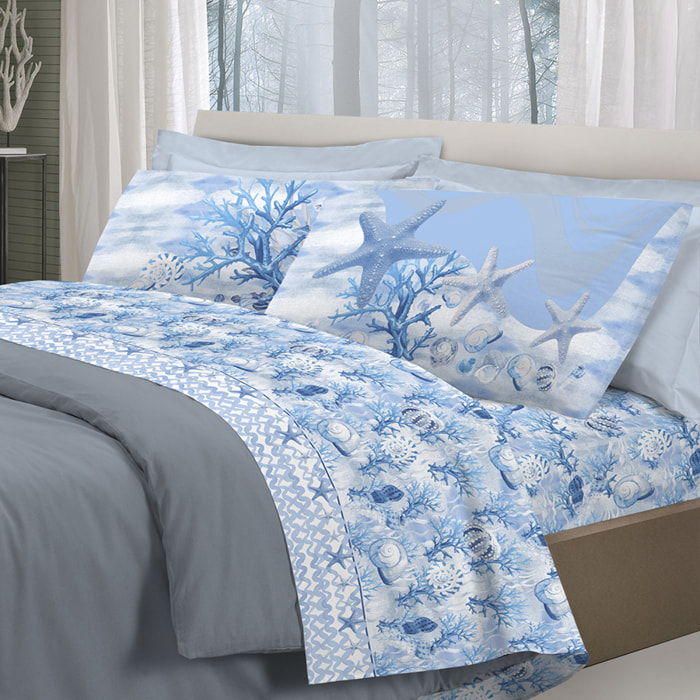 Completo letto marina blu 100% cotone