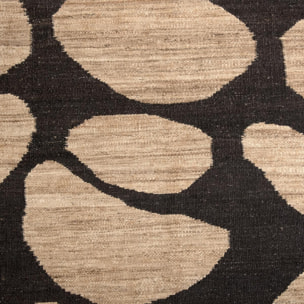 Tapis Kilim FIca tissé à la main en jute avec des formes rondes pour motif