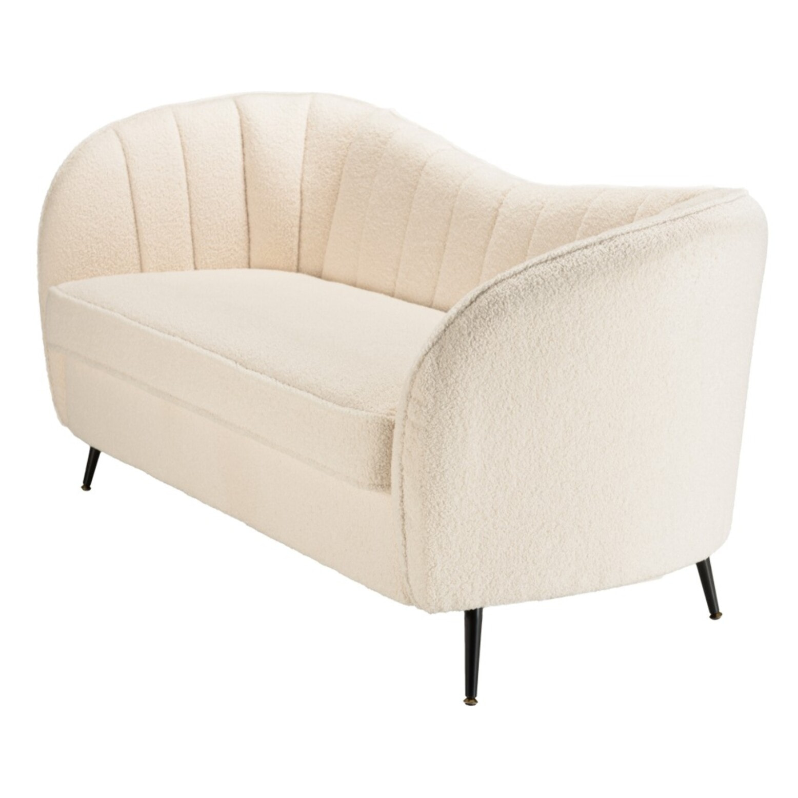 LEOPOLD - Canapé vague 2 places tissu bouclette écru pieds métal