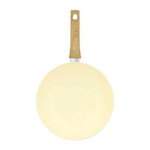 Wok en revêtement céramique 28cm crème - tous feux COLORAMA