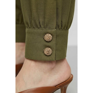 Kocca - Pantaloni da donna a vita alta con polsini abbottonati Donna