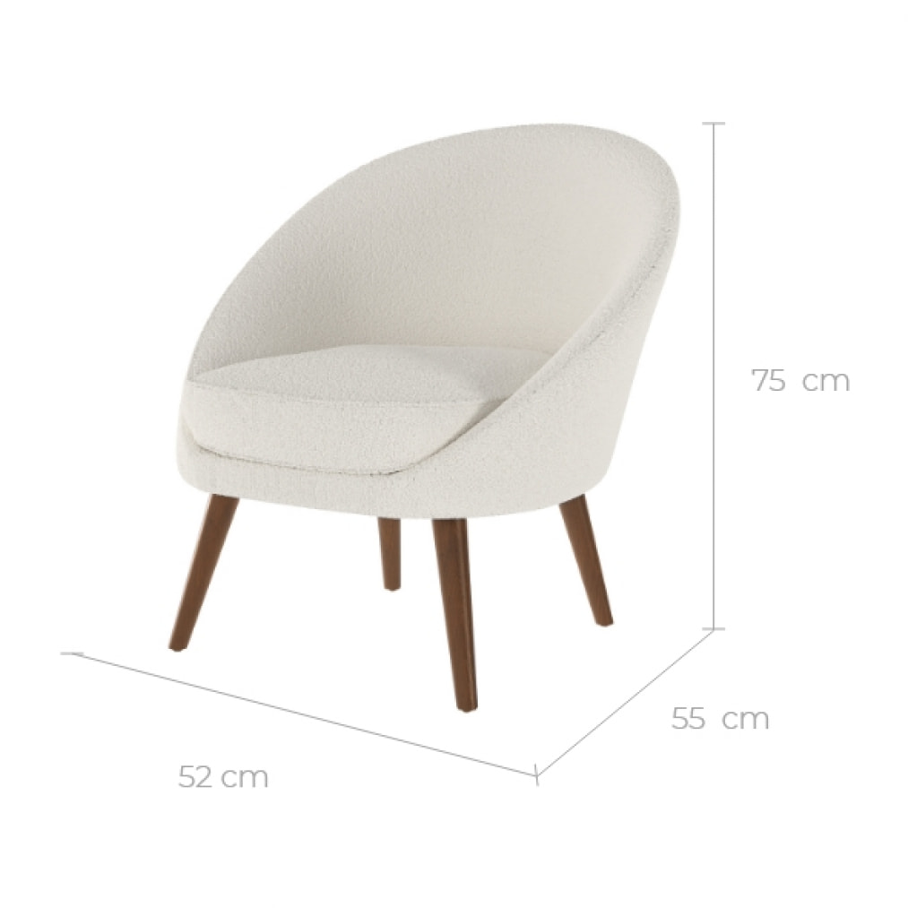 Fauteuil blanc Calypso effet laine bouclette