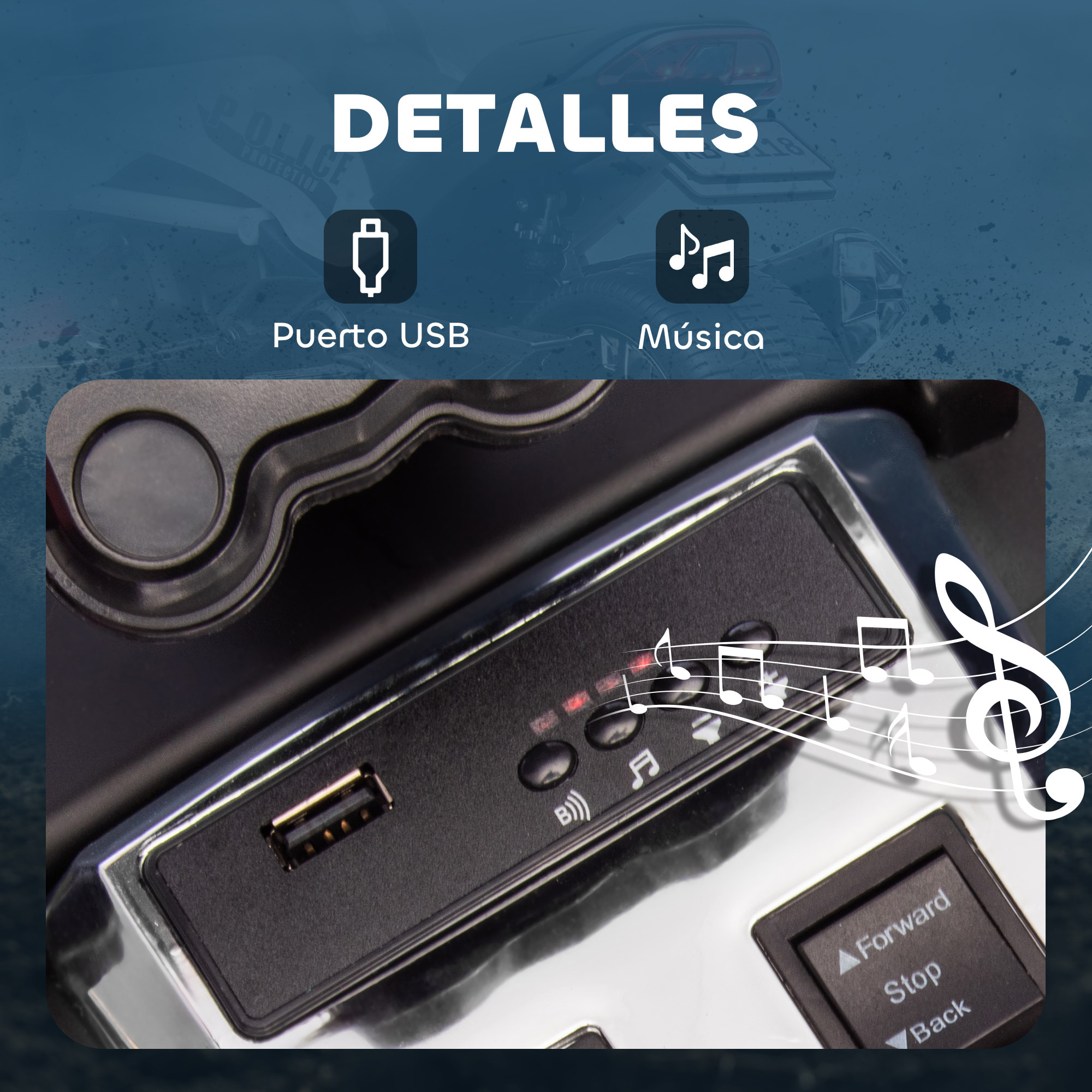 Quad Eléctrico para Niños 12V, Quad para Niños de 3-8 Años, con 2 Motores, Velocidad hasta 5â€¯km/h, 3 Ruedas, Sistema de Suspensión, Faros, Bocina, Música, USB, Negro y Blanco