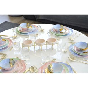 Plat 3 compartiments aperitif beige et dore