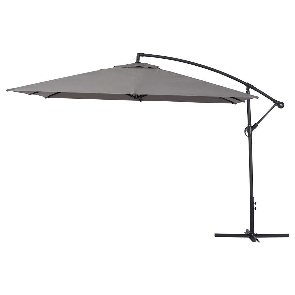 Parasol jardin déporté  Alu "Ilios 3" - Carré - 3 x3 m - Gris