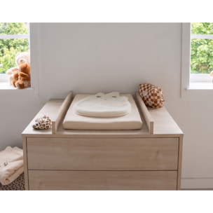 Commode à langer 3 tiroirs sur pieds - décor bois hêtre cendré