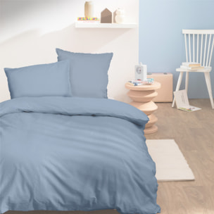 Parure de lit unie en coton taies à franges, COTON LAVÉ