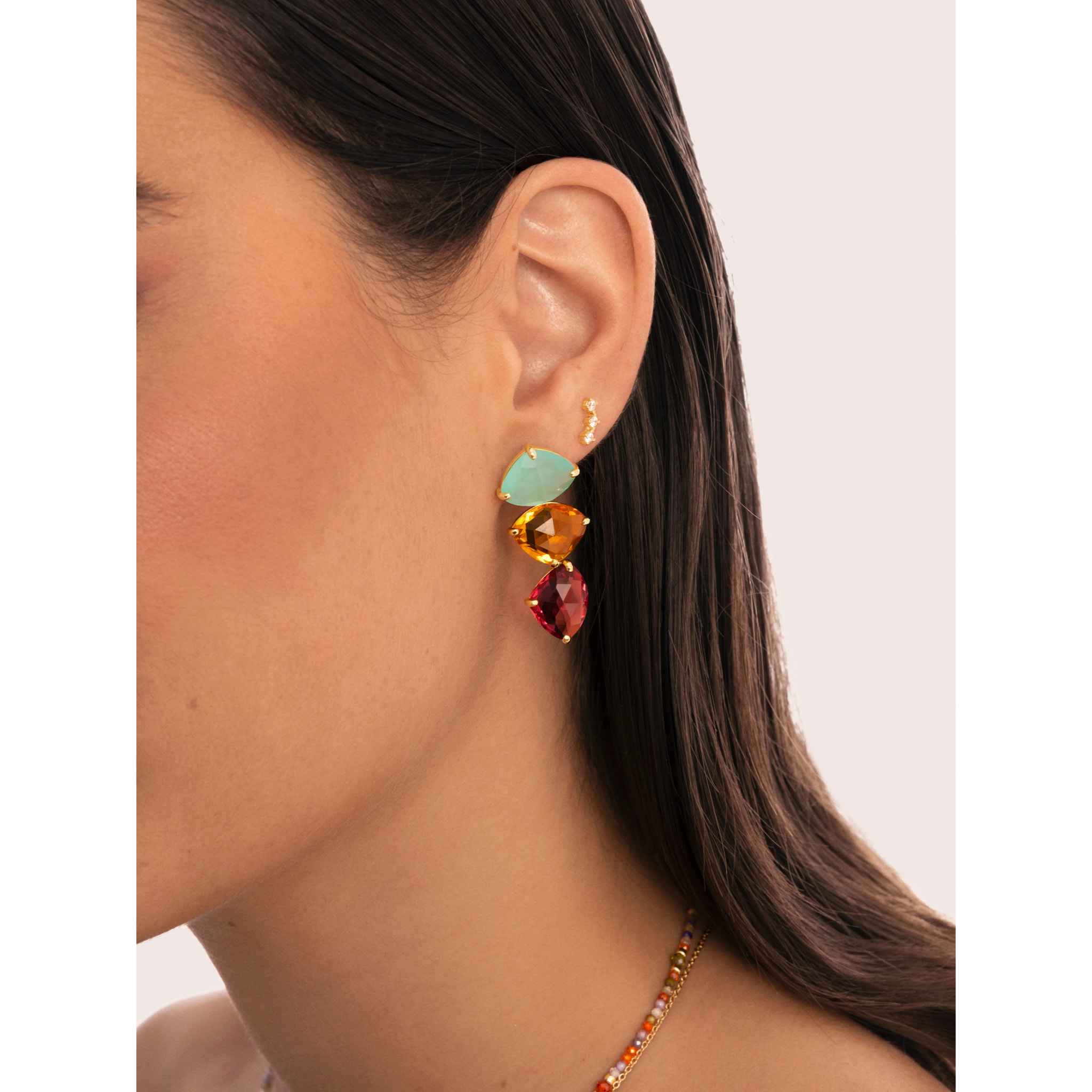 Orecchino Drop Narcissus Argento Placcato Oro