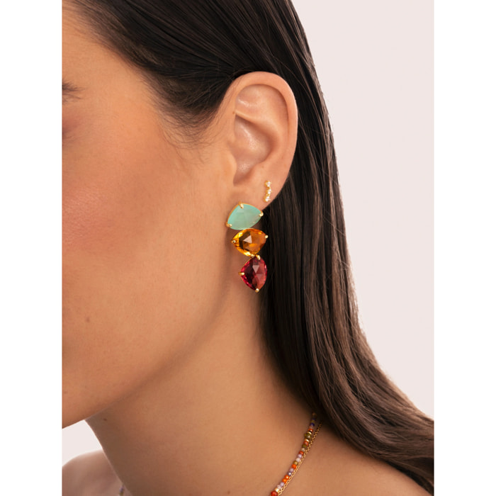 Orecchino Drop Narcissus Argento Placcato Oro