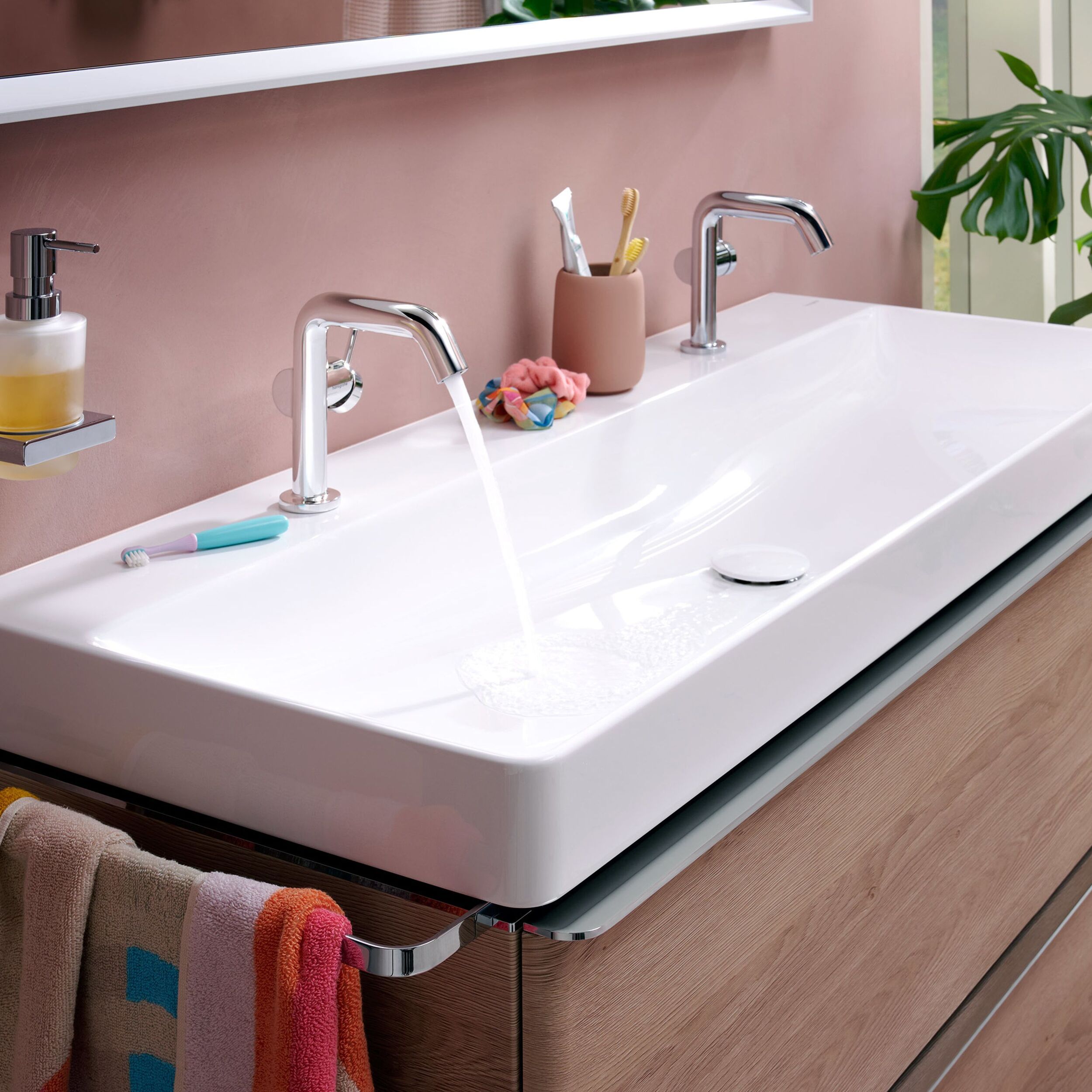 Mitigeur lavabo Tecturis S 110 Fine Ecosmart+ avec bonde clic-clac, Chromé