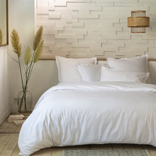 Parure housse de couette 100% percale de coton unie - blanc