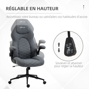 Fauteuil de bureau chaise de bureau ergonomique hauteur réglable pivotant 360° accoudoirs relevables tissu anthracite